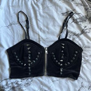 UNIF velvet studded bra top